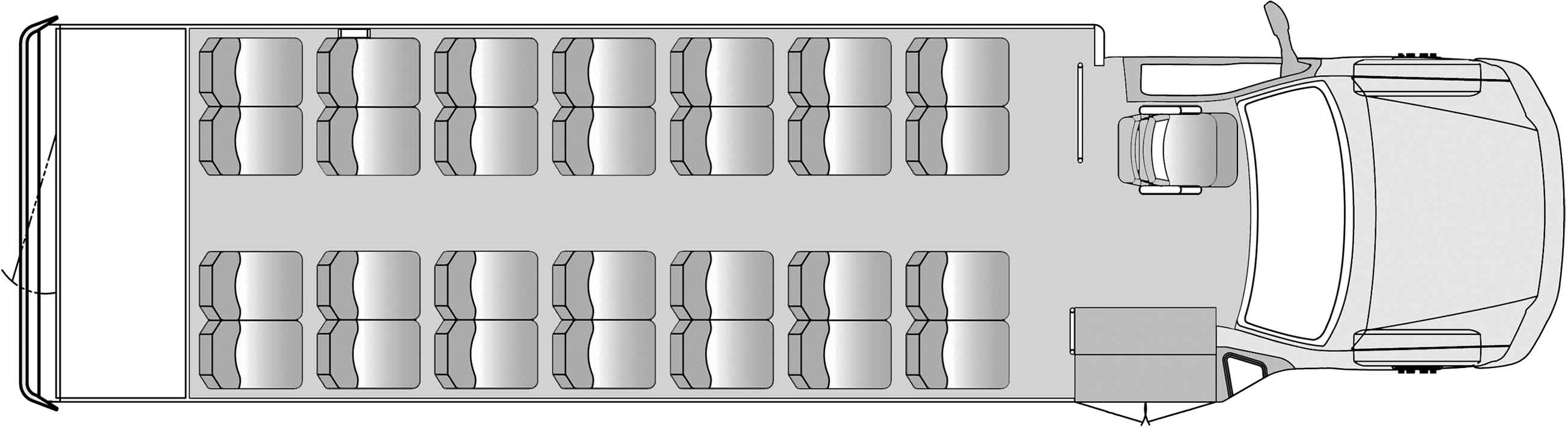 28 Passenger with Rear Luggage Plus Driver Floorplan Image